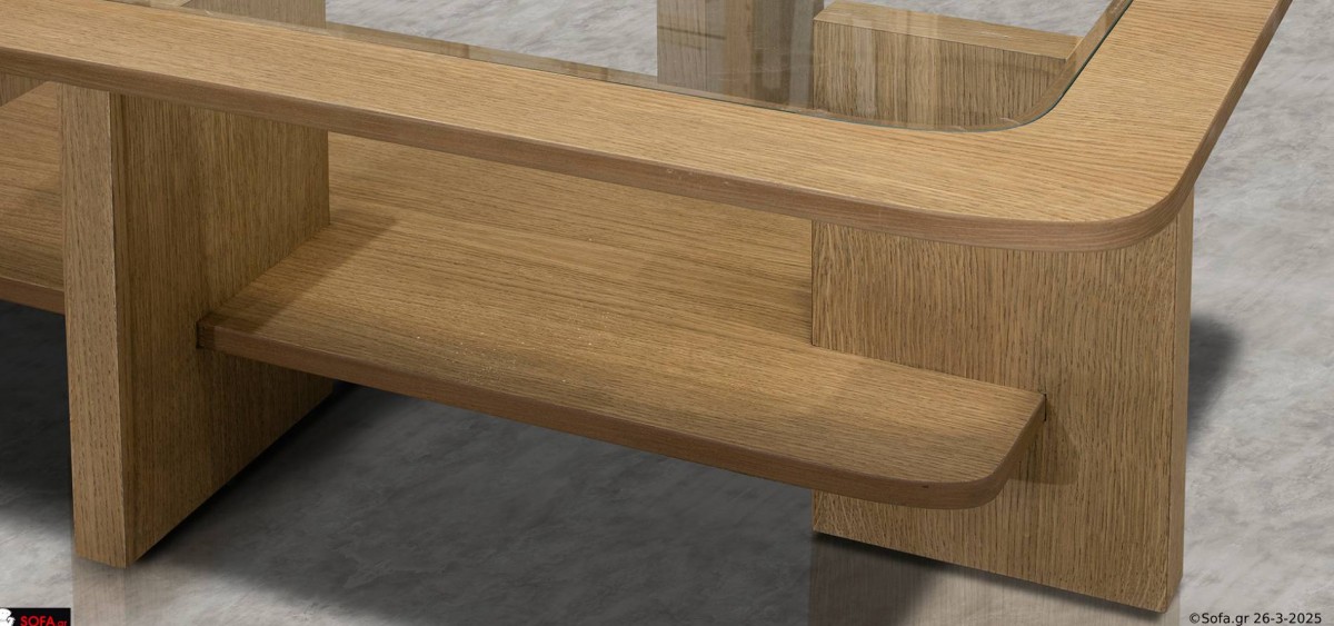 τραπεζάκι σαλονιού Vision ξύλινο με γυαλί