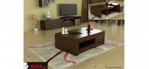 Τραπεζάκι με μπαράκι και συρτάρια με ινοξ λαβές και βιτρινάκι στο πάνω μέρος τους