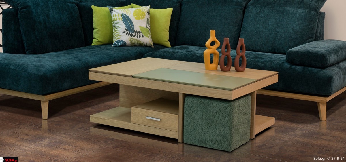 Τραπεζάκι σαλονιού με σκαμπό bar 3 σερβιτόρους 2 συρτάρια και πολύ αποθηκευτικό χώρο