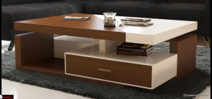 Μοντέρνο τραπεζάκι δίχρωμο σε καρυδιά και λάκα