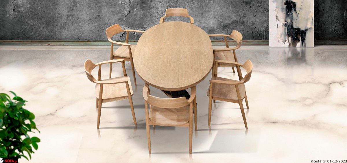 Τραπεζαρία Wave οβάλ τραπεζαρία με κυματιστή βάση