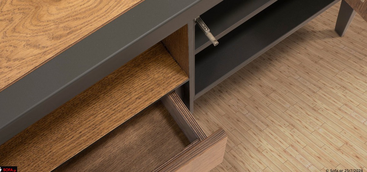 Έπιπλο τηλεόρασης με ψηλά πόδια με λάκα και ξύλο 