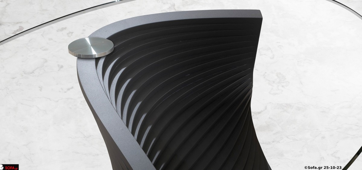μοντέρνο τραπεζάκι σαλονιού wave με λάκα και τζάμι σε σχήμα οβάλ