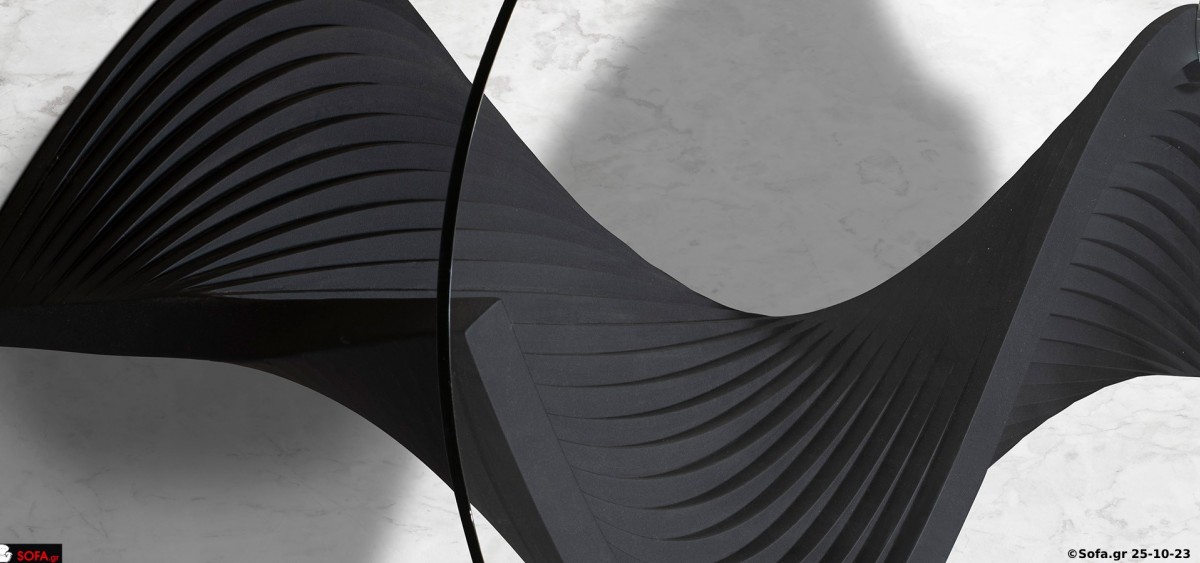 μοντέρνο τραπεζάκι σαλονιού wave με λάκα και τζάμι σε σχήμα οβάλ