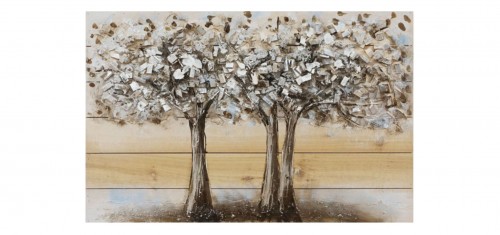 Πίνακας σε ξύλο Δέντρα Ασημί