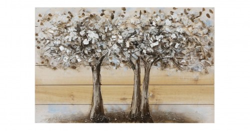 Πίνακας σε ξύλο Δέντρα Ασημί