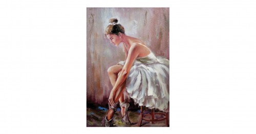 Πίνακας Μπαλαρίνα να βάζει πουέντ σε σκαμπό