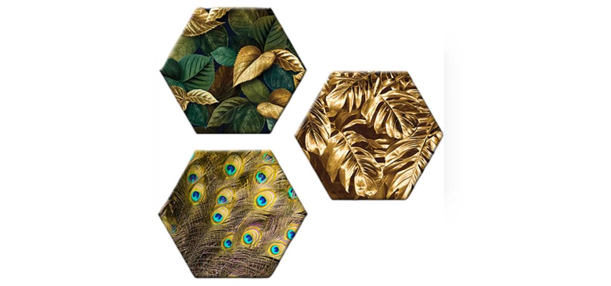 Πίνακας τρίπτυχο εξάγωνο ABTR3 πίνακας σε πράσινη απόχρωση τρίπτυχο εξάγωνο