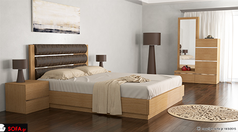 Κρεβατοκάμαρα με ξύλο ύφασμα και inox