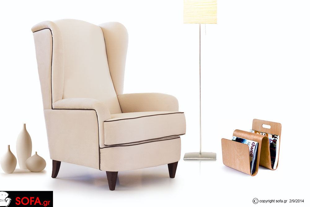 Μπερζέρα μικρή με διχρωμία καφε λευκή