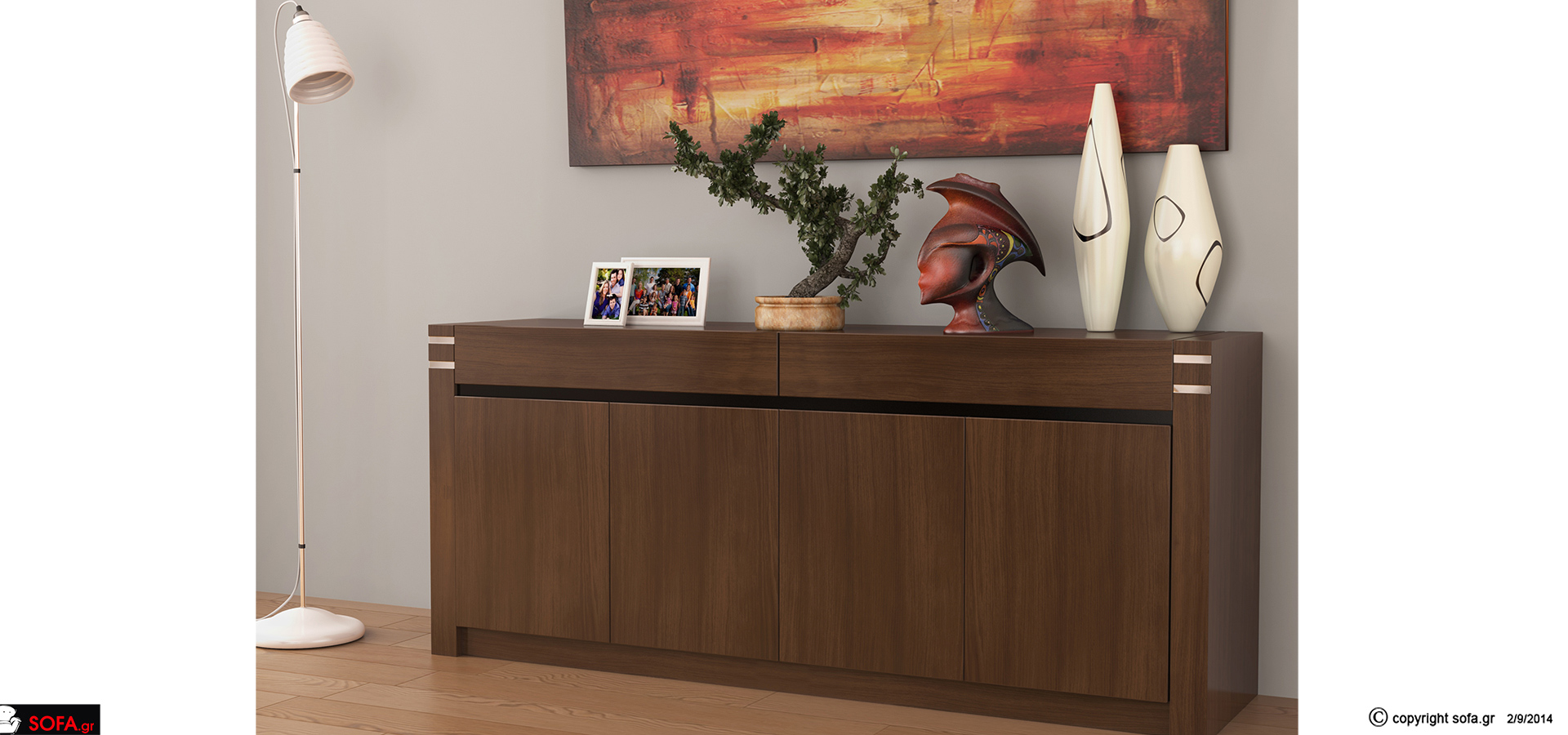 Μπουφές μοντέρνος με ξύλο και λάκα