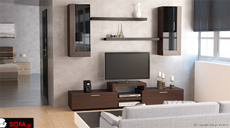 έπιπλο τηλεόρασης με κρεμαστά ντουλάπια